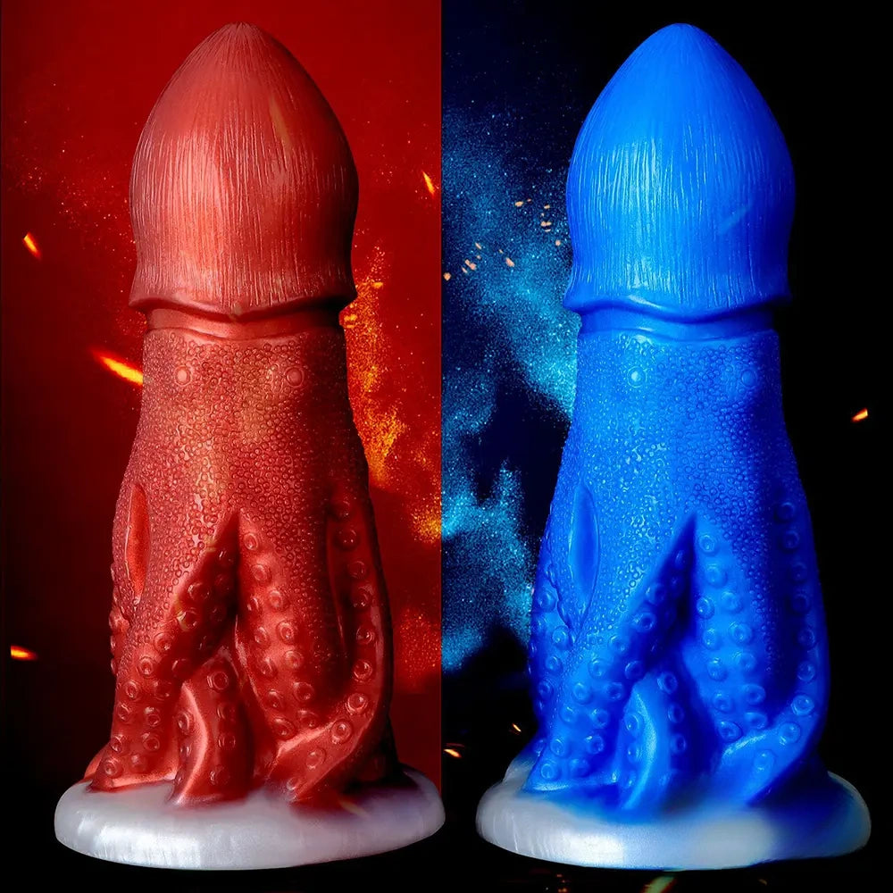 8.26in Fantasy Big Octopus Tentacle Silicone Soft Dildo Sex Toy