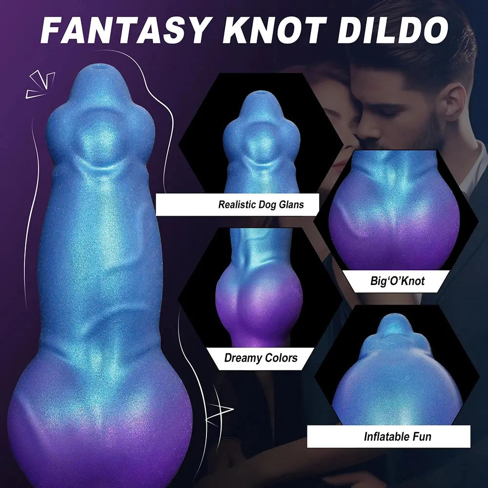 8.26in Fantasy Monster Knot Inflatable Silicone Dildo Realistic Felt Texture