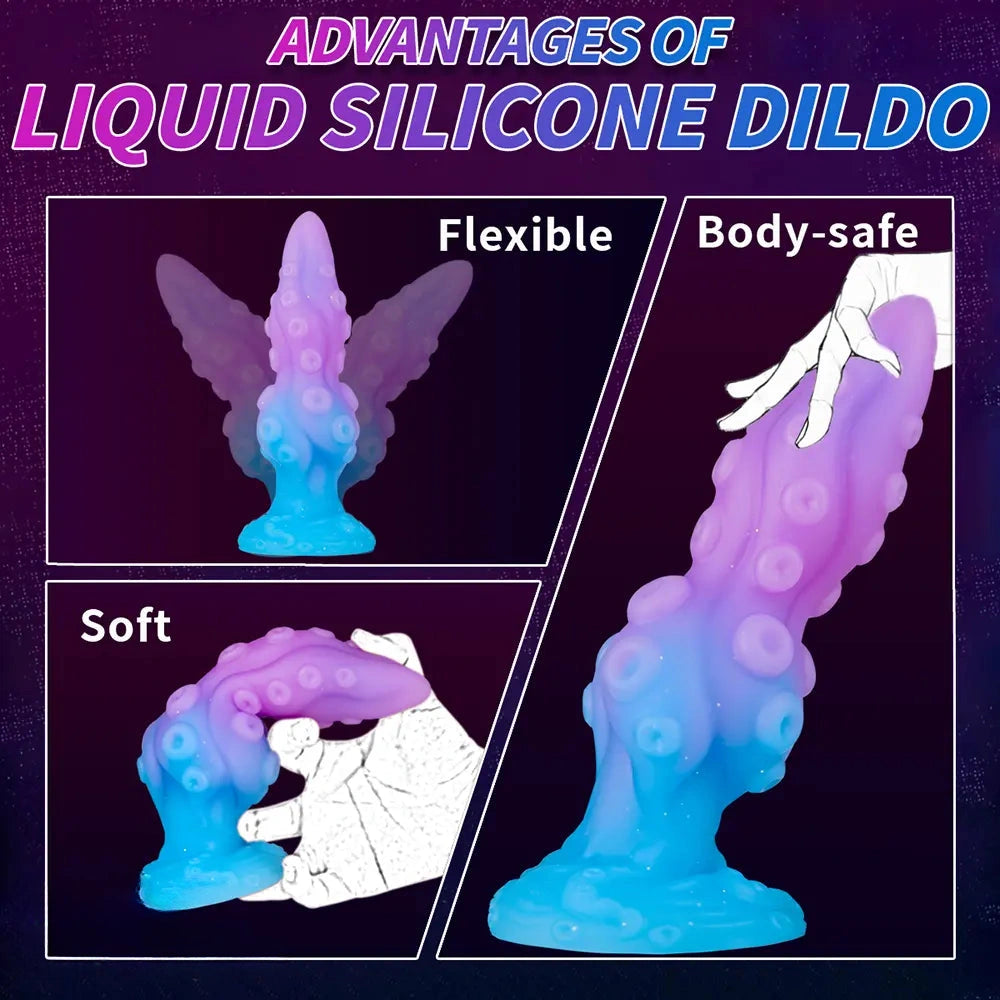 8.26in Fantasy Monster Tentacle Knot Silicone Soft Dildo For Stimulating