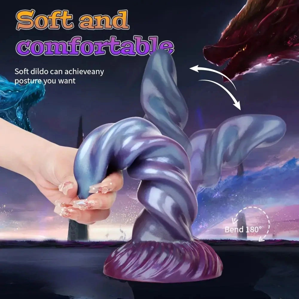 8.26in Fantasy Silicone Dildo Soft Head Spiral Grain For Clitoral Vaginal Sex