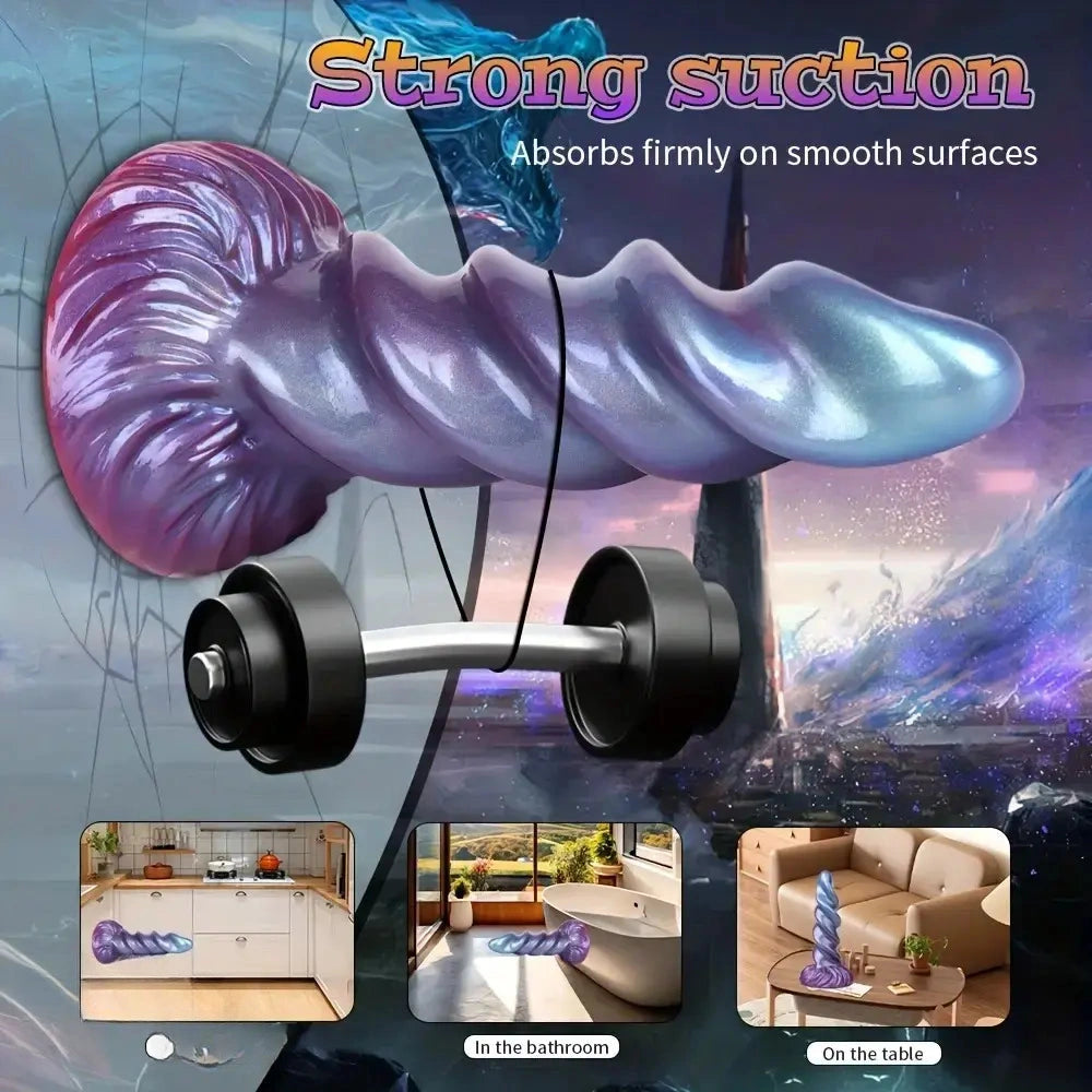8.26in Fantasy Silicone Dildo Soft Head Spiral Grain For Clitoral Vaginal Sex