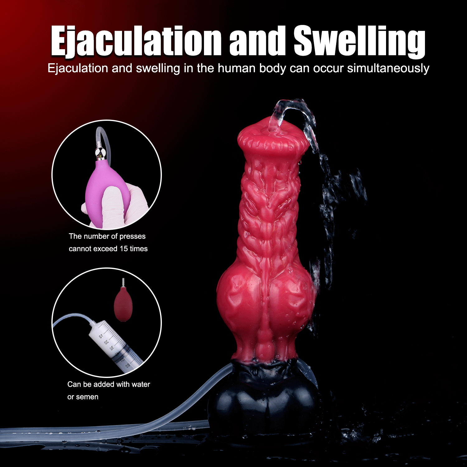8.26in Horse Knotted Silicone Soft Big Dildo Ejaculating Penis Cock Sex Toy