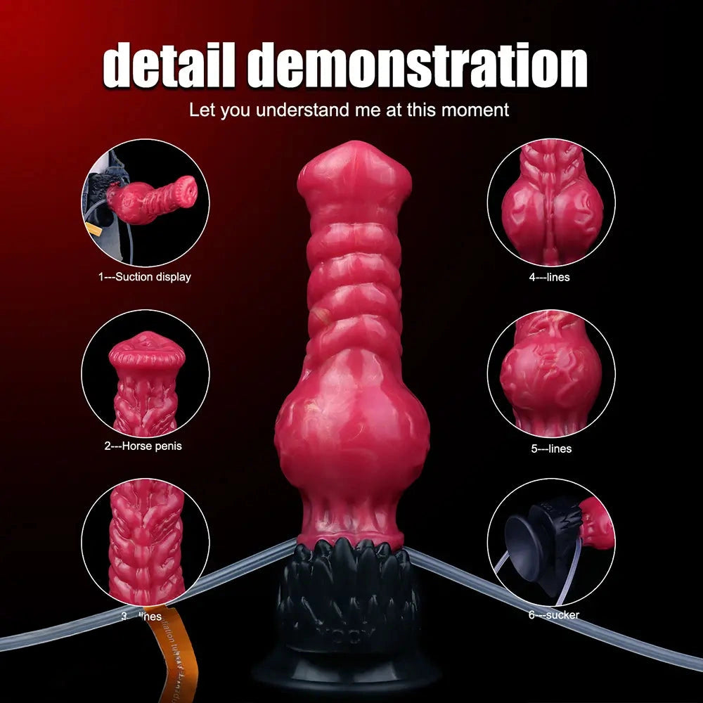 8.26in Horse Knotted Silicone Soft Big Dildo Ejaculating Penis Cock Sex Toy