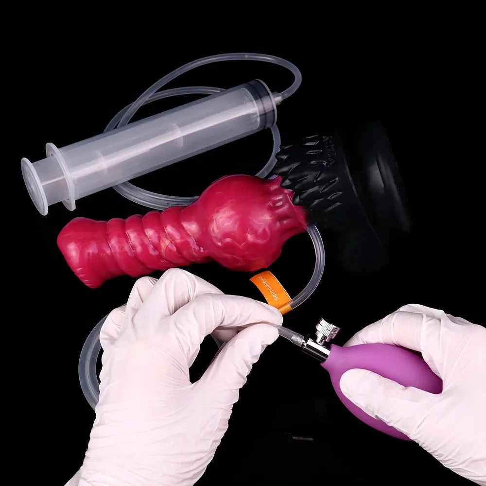 8.26in Horse Knotted Silicone Soft Big Dildo Ejaculating Penis Cock Sex Toy