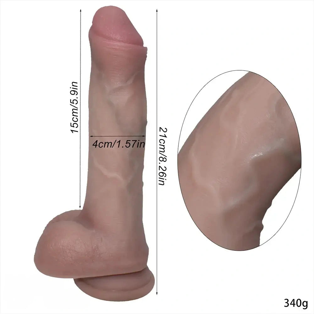8.26in Large Silicone Soft Super Realistic Uncut Dildo Vaginal Stimulator