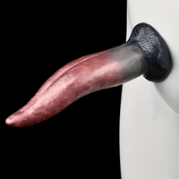 8.26in Liquid Silicone Tongue Fantasy Big Soft Unisex Dildo Butt Plug