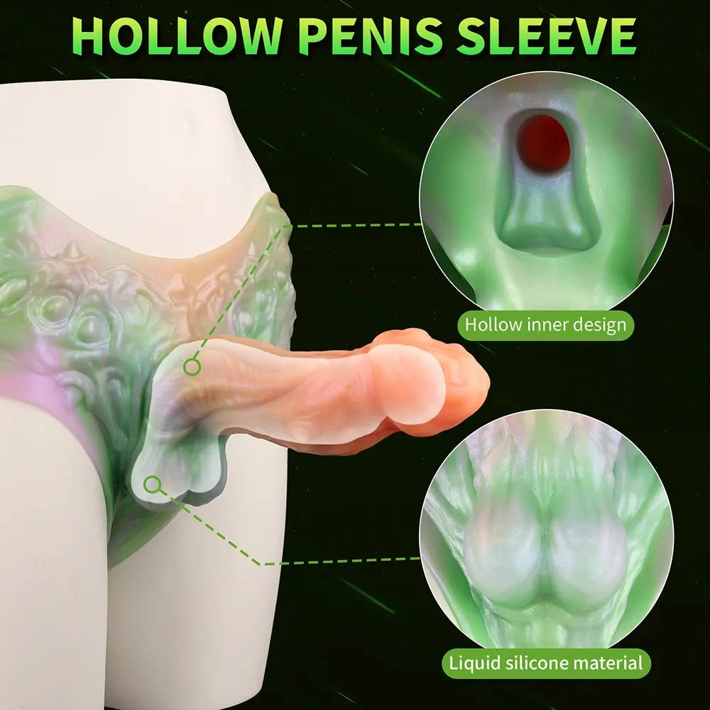 8.26in Monster Creature Hollow Dildo Harness Pants Strap on Spiked Dildo