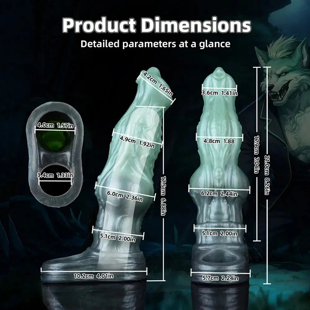 8.26in Moonbound Hound Silicone Hollow Cock Sleeve Dildo For Male Toy
