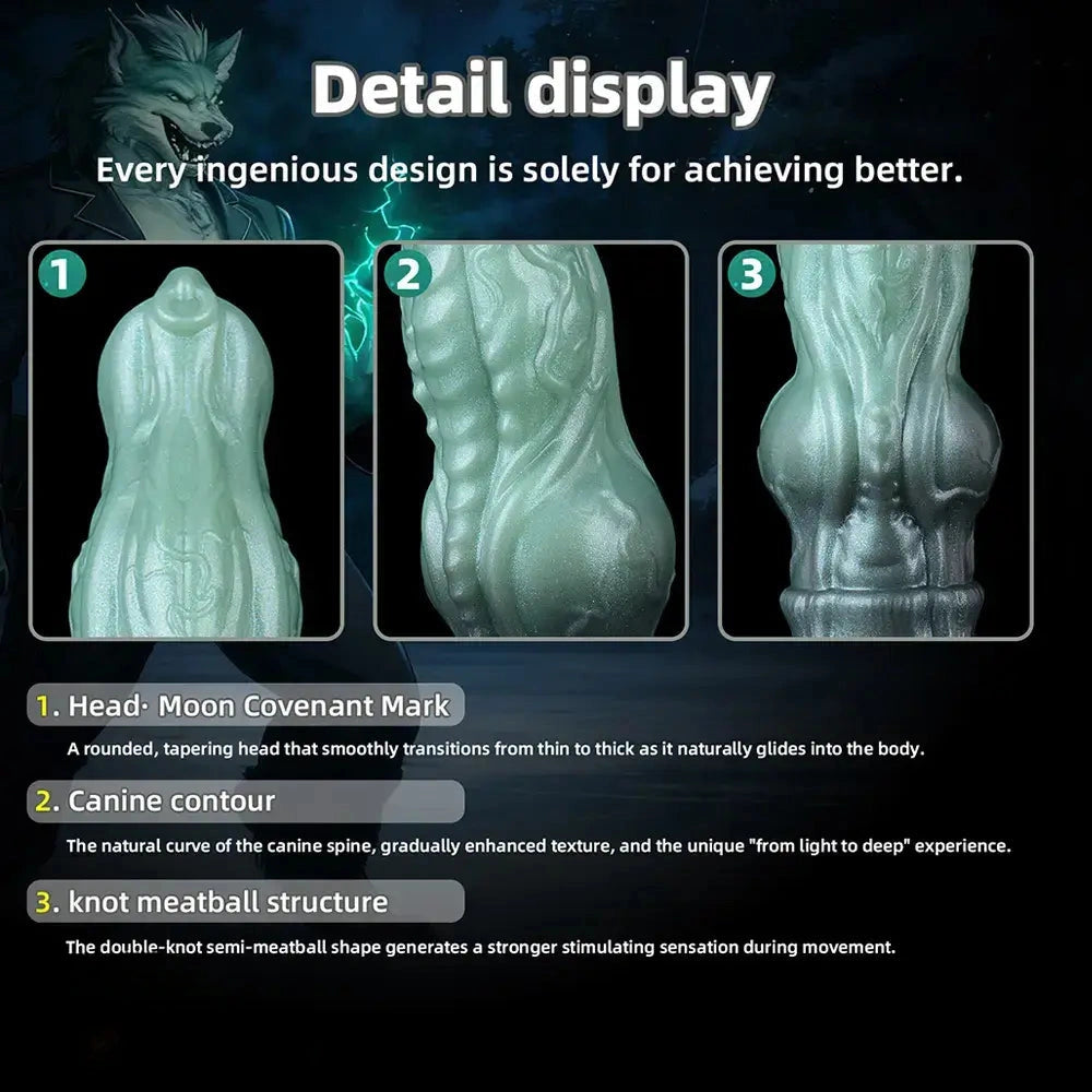 8.26in Moonbound Hound Silicone Hollow Cock Sleeve Dildo For Male Toy