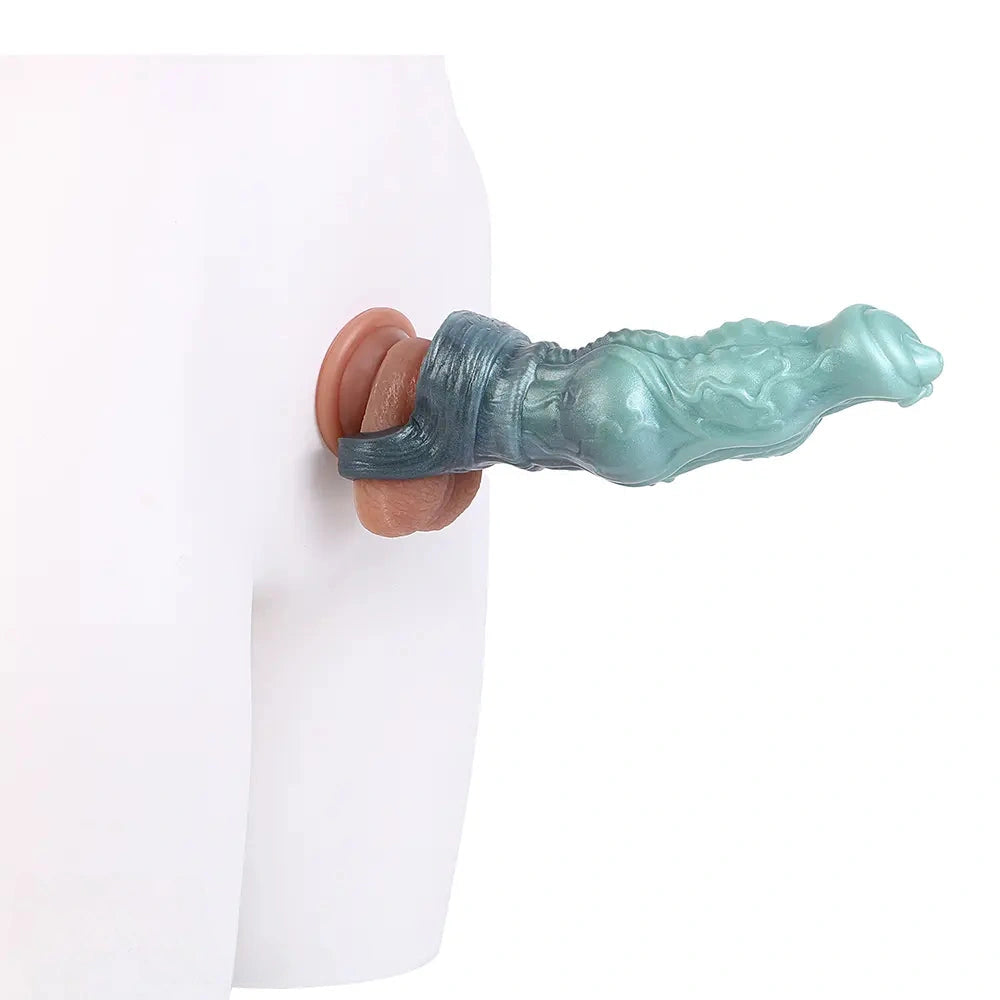 8.26in Moonbound Hound Silicone Hollow Cock Sleeve Dildo For Male Toy