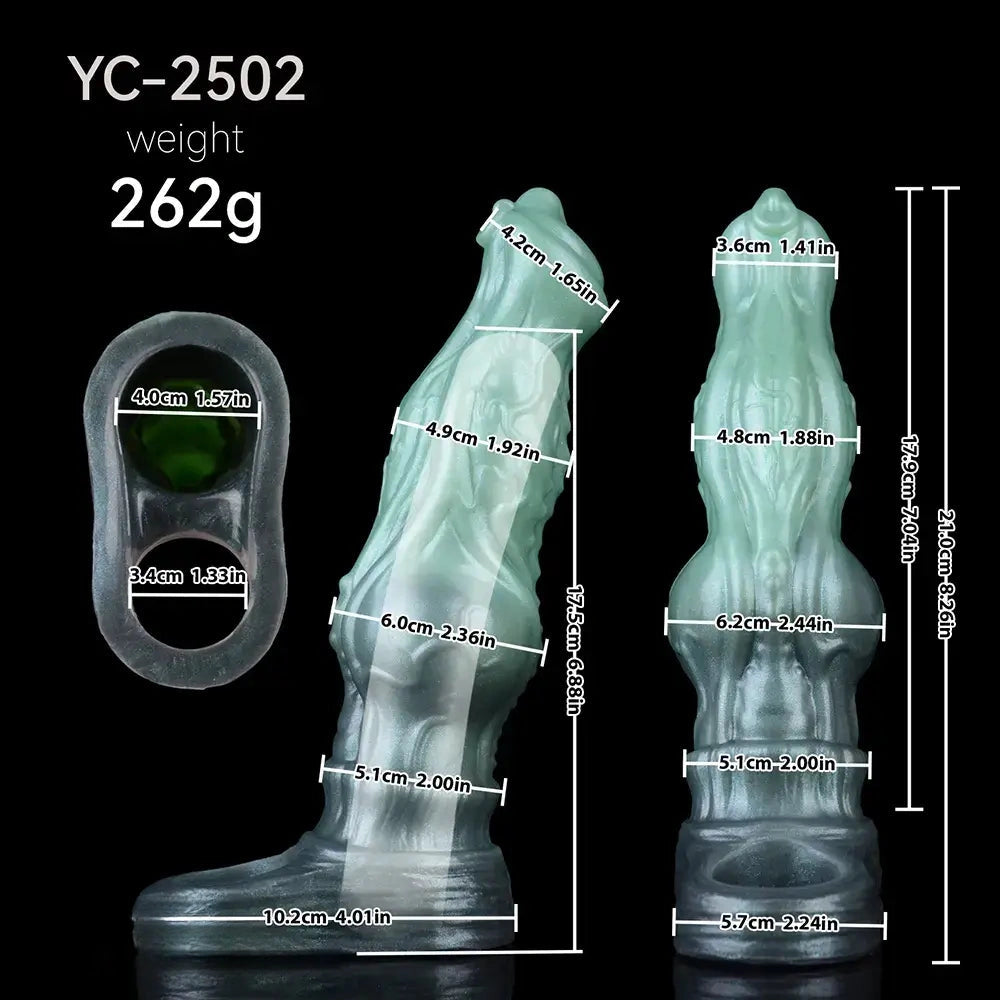 8.26in Moonbound Hound Silicone Hollow Cock Sleeve Dildo For Male Toy