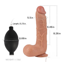 8.26in Pressing Ejaculating Water Dildo With Real Lifelike Vessel