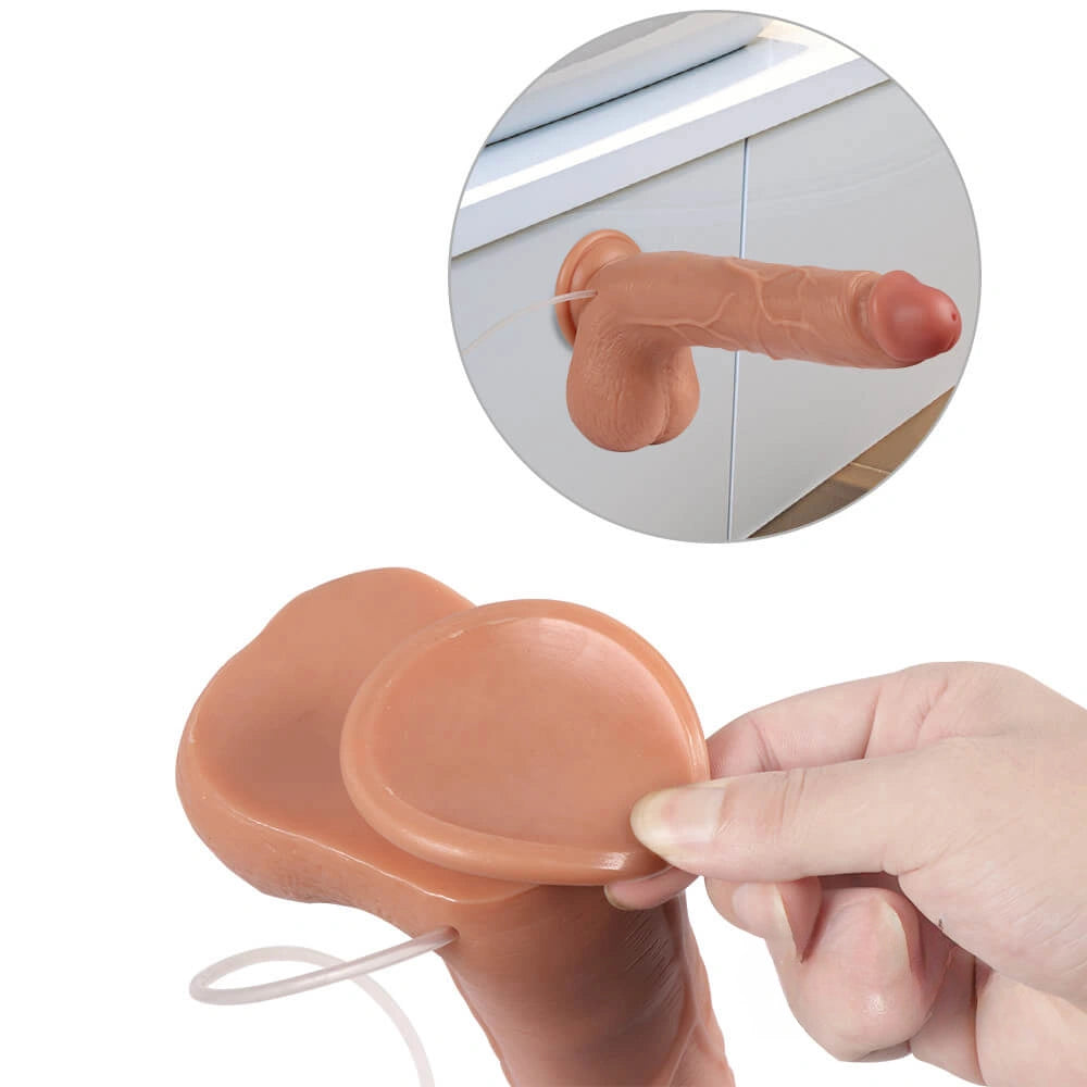 8.26in Pressing Ejaculating Water Dildo With Real Lifelike Vessel