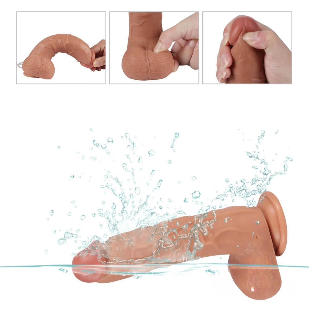 8.26in Pressing Ejaculating Water Dildo With Real Lifelike Vessel