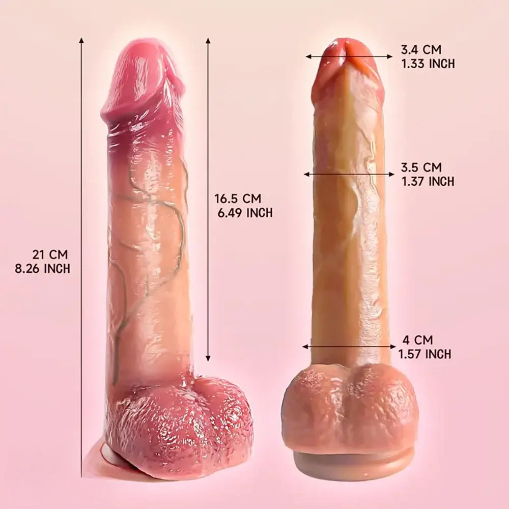 8.26in Realistic Anal Big Uncut Silicone Soft Lifelike Skin Feel Dildo