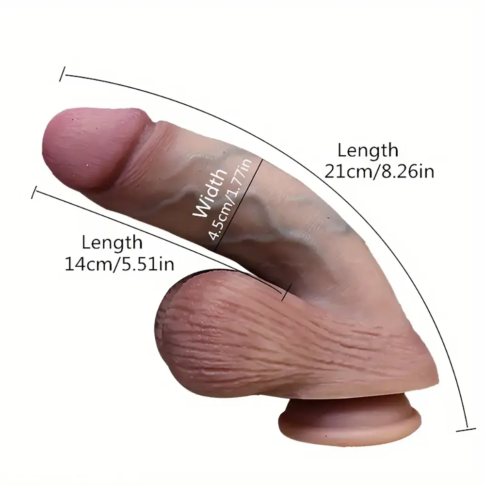 8.26in Realistic Curved Big Silicone Soft Dildo Hanging Style Sex Toy