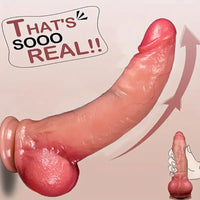 8.26in Realistic Movable Foreskin Dildo Soft Silicone Cock Sex Toy