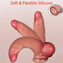 8.26in Realistic Movable Foreskin Dildo Soft Silicone Cock Sex Toy