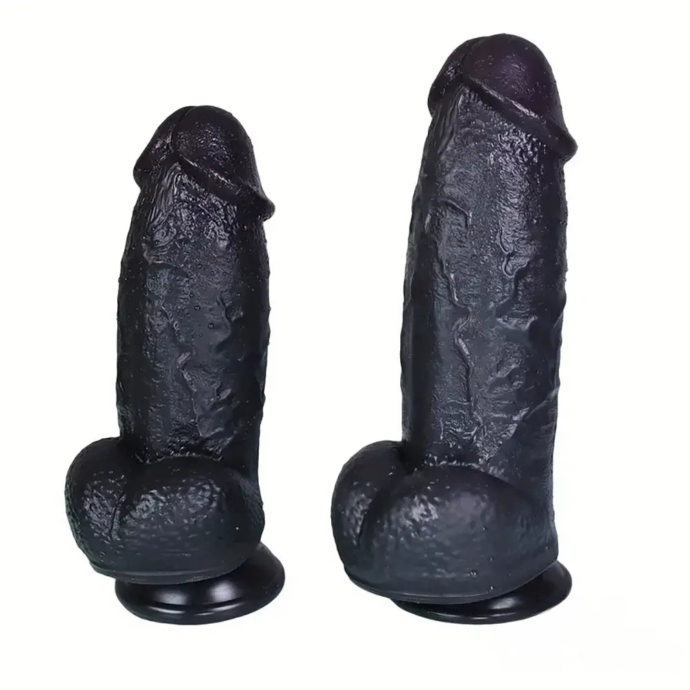 8.26in Realistic PVC Ebony Big Dildo For Anus Clit Hand-Free Play