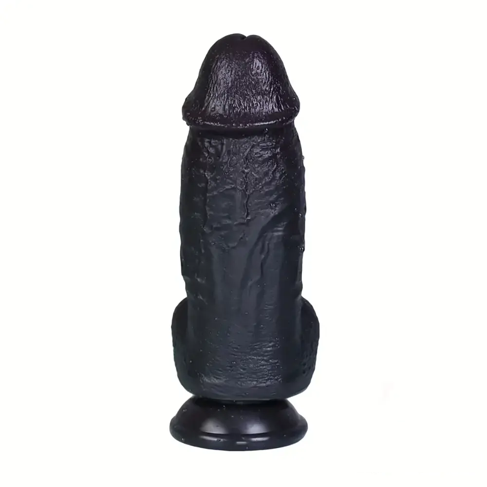 8.26in Realistic PVC Ebony Big Dildo For Anus Clit Hand-Free Play