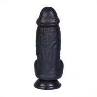 8.26in Realistic PVC Ebony Big Dildo For Anus Clit Hand-Free Play