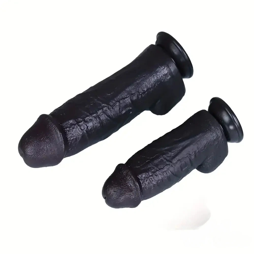8.26in Realistic PVC Ebony Big Dildo For Anus Clit Hand-Free Play