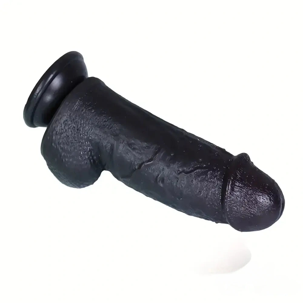 8.26in Realistic PVC Ebony Big Dildo For Anus Clit Hand-Free Play
