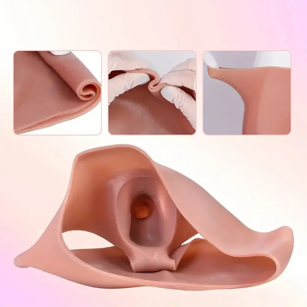 8.26in Realistic Silicone Hollow Dildo Pants Sleeve For Penis Enlargement