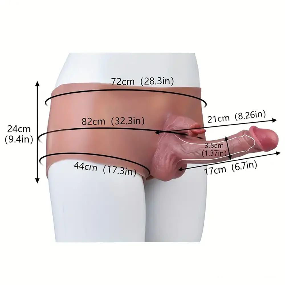 8.26in Realistic Silicone Hollow Dildo Pants Sleeve For Penis Enlargement