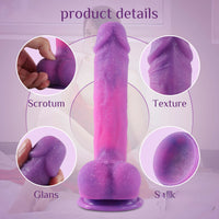 8.26in Silicone Night Sky Realistic Dildo Adult Toy With Balls