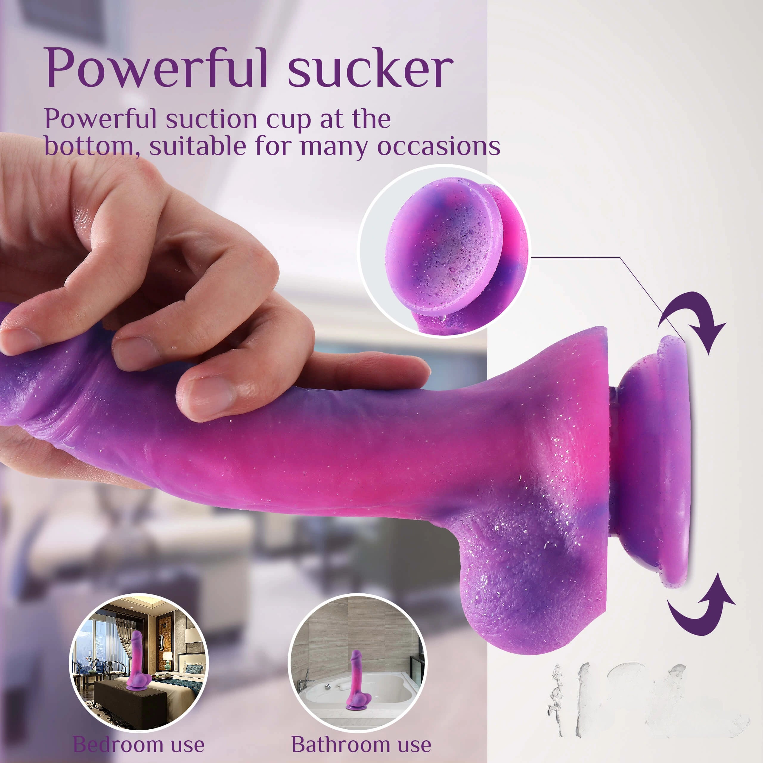 8.26in Silicone Night Sky Realistic Dildo Adult Toy With Balls