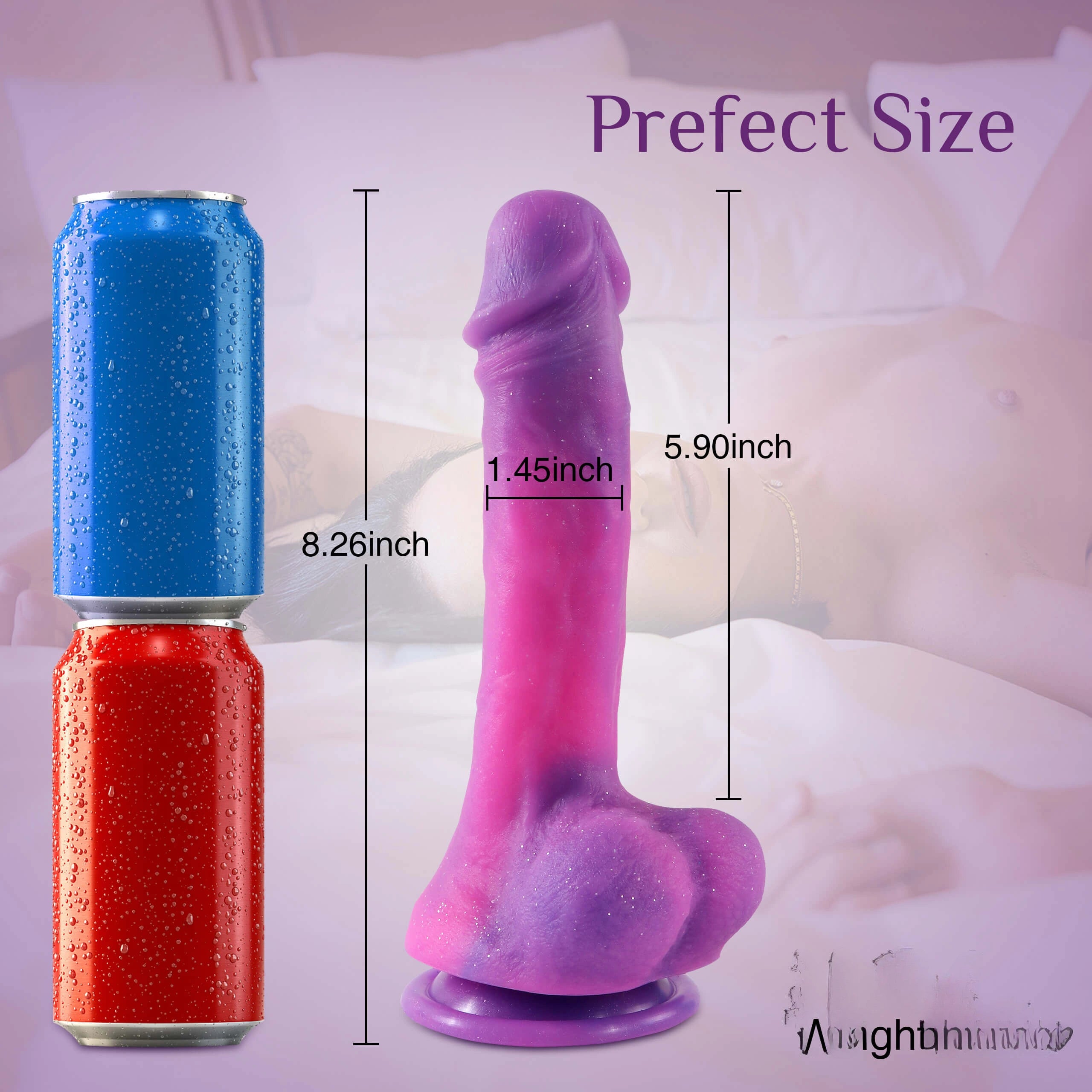 8.26in Silicone Night Sky Realistic Dildo Adult Toy With Balls