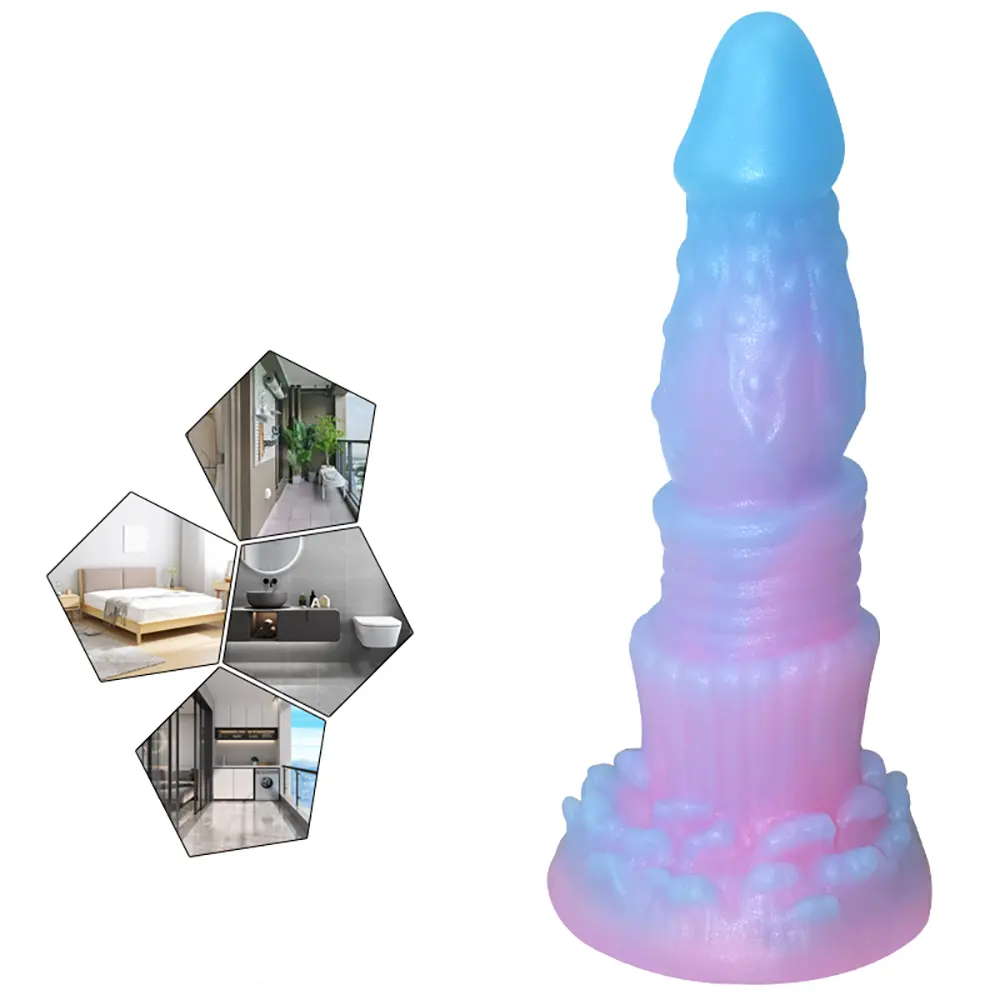 8.26in Silicone Soft Luminous Fantasy Dildo Woman Man Anal Sex Toy