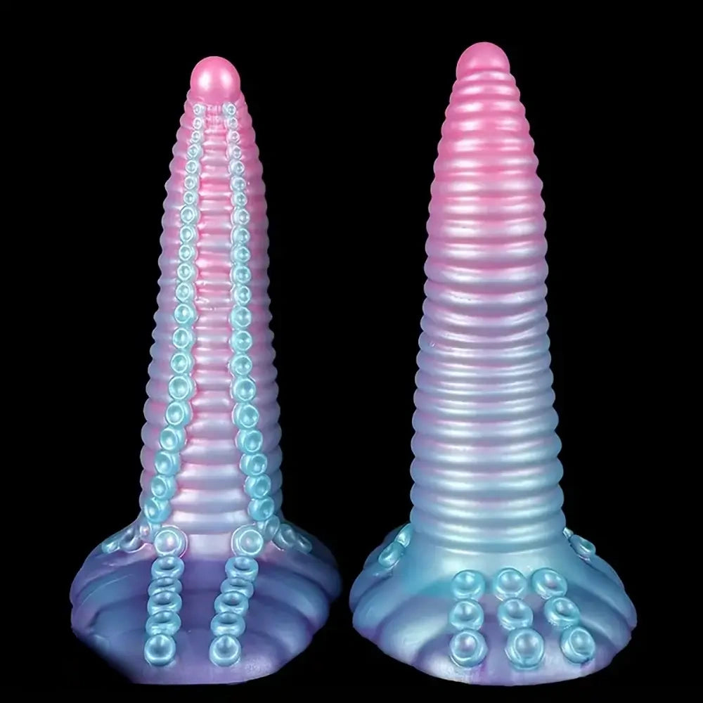 8.26in Silicone Thick Tentacle Dildo Monster Big Thread Soft Anal Plug