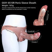8.26in Silicone Wearable Strap-On Dildo Hollow Curved Penis Sleeve