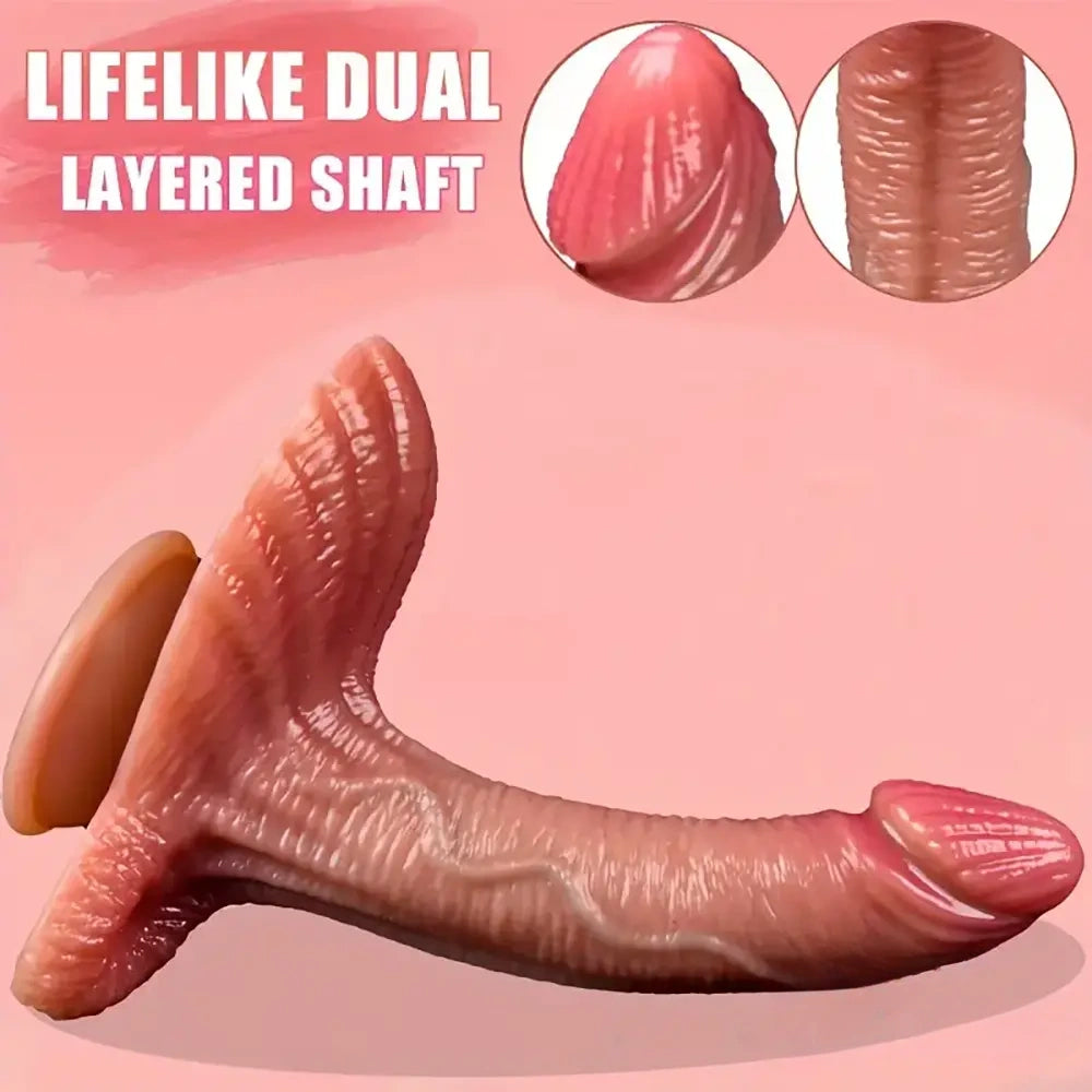 8.26in Soft Real Big Looking Silicone Women Dildo For Hand-Free Sex Play