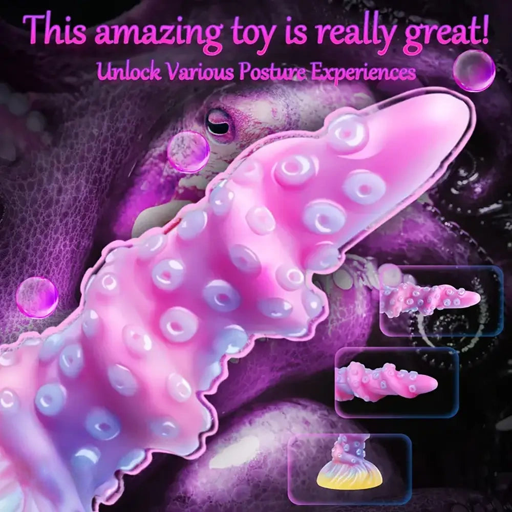 8.26in Tentacle Adult Toy Fantasy Dildo Glowing Octopus Silicone Dildo