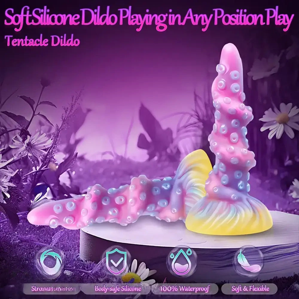 8.26in Tentacle Adult Toy Fantasy Dildo Glowing Octopus Silicone Dildo