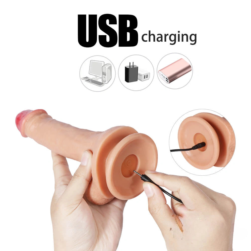 8.26in TPE 20 Vibrating Modes Real Lifelike Dildo With Sucker