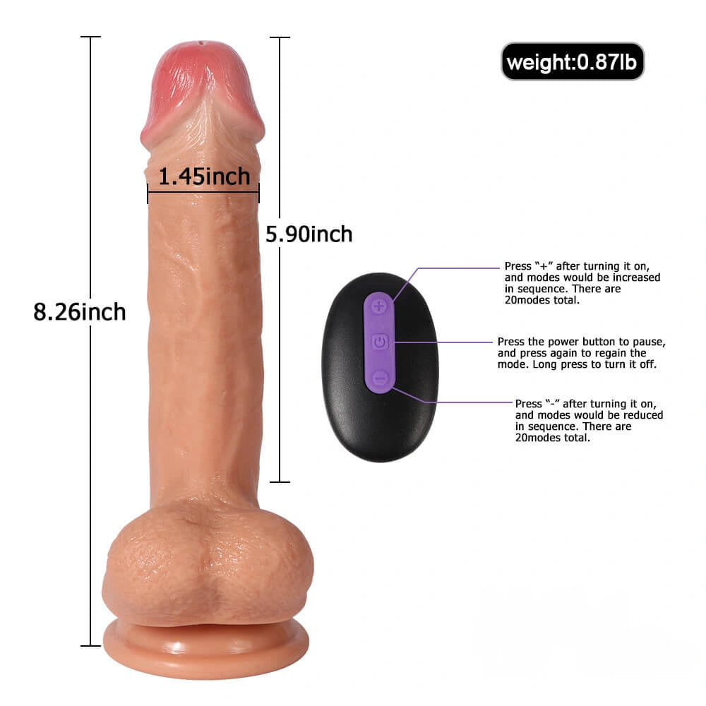 8.26in TPE 20 Vibrating Modes Real Lifelike Dildo With Sucker