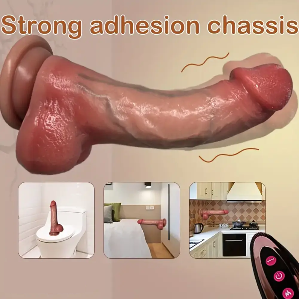 8.26in Vibrating Heating Thrusting Telescopic Lifelike Big Real Dildo