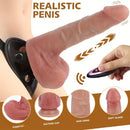 8.26in Wireless Vibrating Thrusting Heating Silicone Big Strap on Dildo