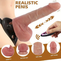 8.26in Wireless Vibrating Thrusting Heating Silicone Big Strap on Dildo