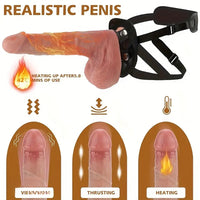 8.26in Wireless Vibrating Thrusting Heating Silicone Big Strap on Dildo