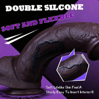 8.27in 10in Coffee Double Density Silicone Big Dildo For Hands-Free Games