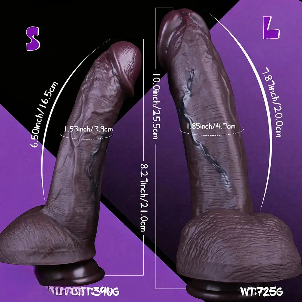 8.27in 10in Coffee Double Density Silicone Big Dildo For Hands-Free Games