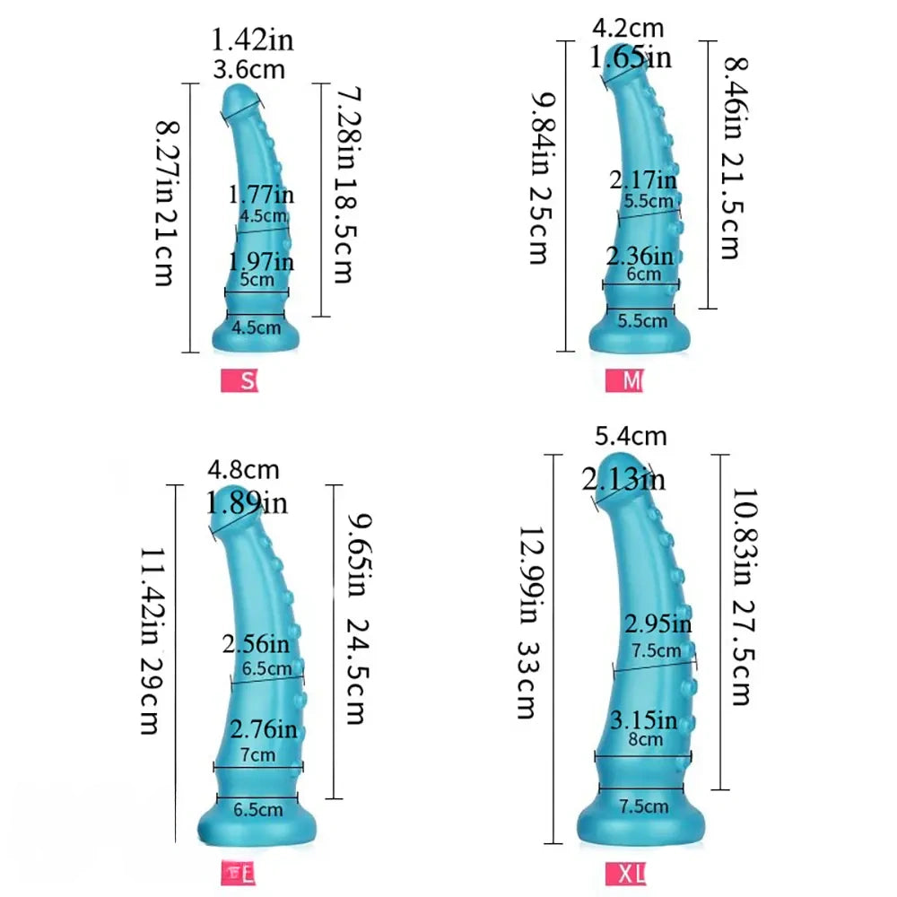 8.27in 9.84in 11.42in 12.99in Silicone Octopus Tentacle Large Dildo