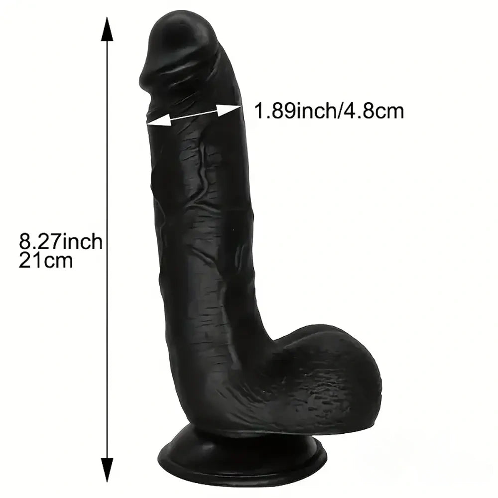 8.27in Big Black Dildo Sex Toy Masturbator For Women Men Masturbator