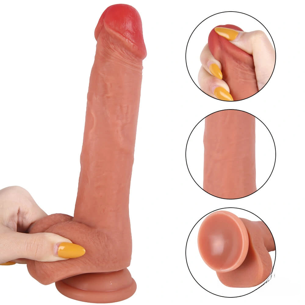 8.27in Flesh Real Uncut Dildo With Lifelike Foreskin Sex Toy
