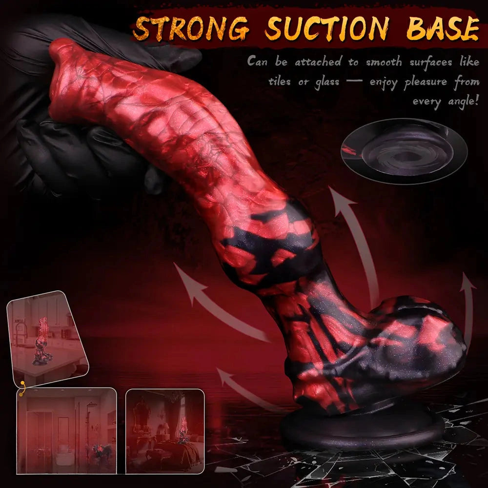 8.27in Knotted Dog Big Cock Dildo with Powerful Suction Cup Sex Toy